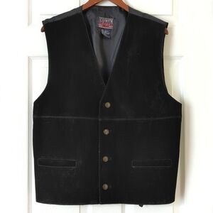 Industrial Rags 90's Vintage Classic Suede Leather Button Down V-neck Vest Large
